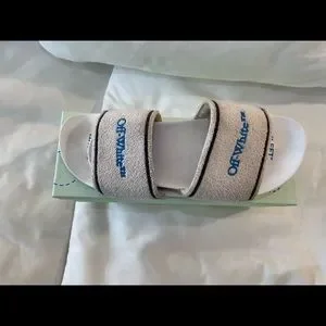 Off-White c/o Virgil Abloh Terry Slide Sandal Blue/White Size 7.5 New Off-White Virgil Abloh Terry Embroidery Slide Sandal  main image 2